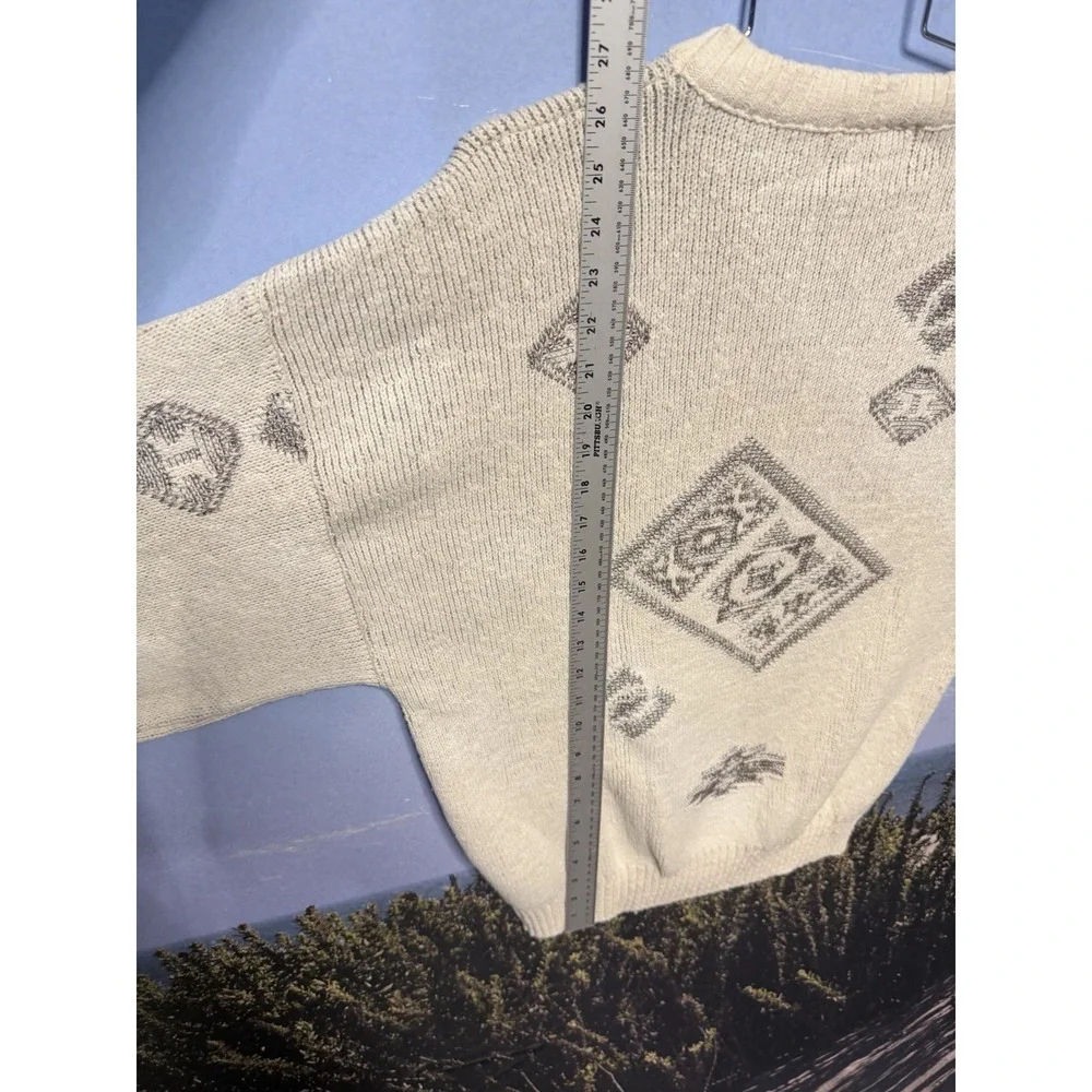 Vintage London Fog Men's‎ Knit Sweater Geometric Gray Size L Made In USA - Picture 4 of 5